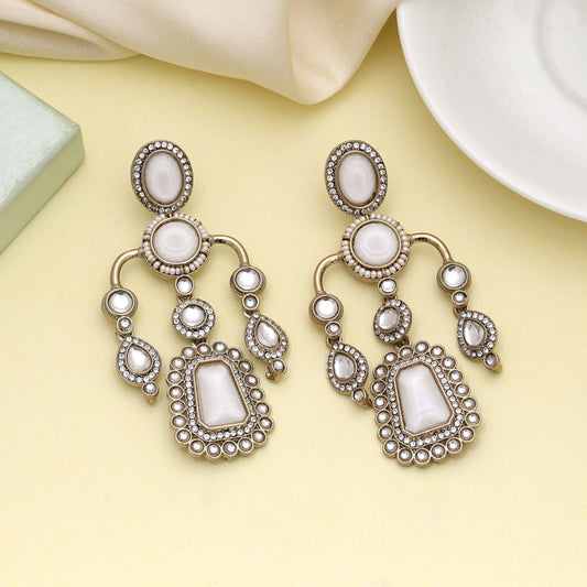 White Color Kundan Earrings Offering Timeless Ethnic Elegance
