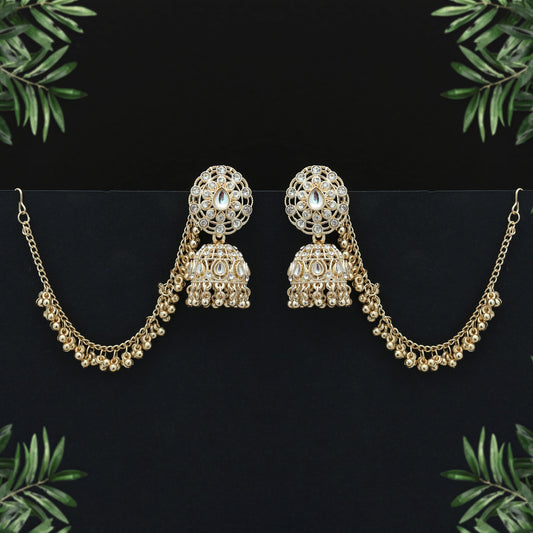 White Color Kundan Earrings Elegant Traditional Bridal Style Jewelry Design