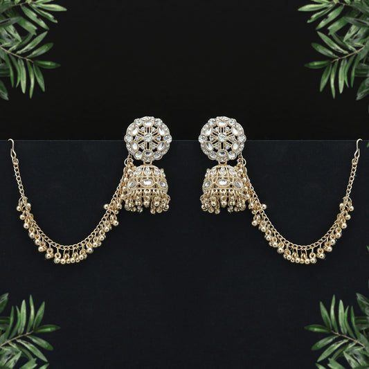 White Color Kundan Earrings Minimal Elegant Daily Wear Jewelry