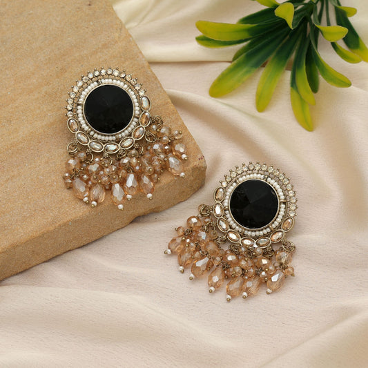 Kundan-Ohrringe in kräftigem Schwarz für einen ausdrucksstarken Ethno-Look