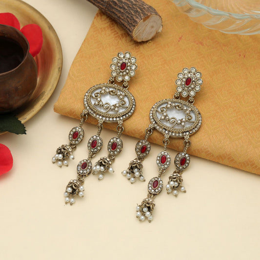 Rich Maroon Color Kundan Earrings Traditional Glam Collection