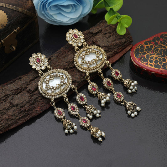 Stunning Rani Color Kundan Earrings Royal Heritage Collection