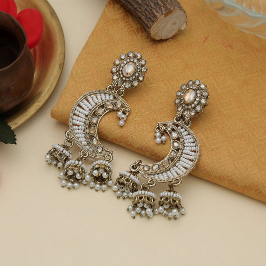 Designer Gold Color Kundan Earrings Party Ready Collection