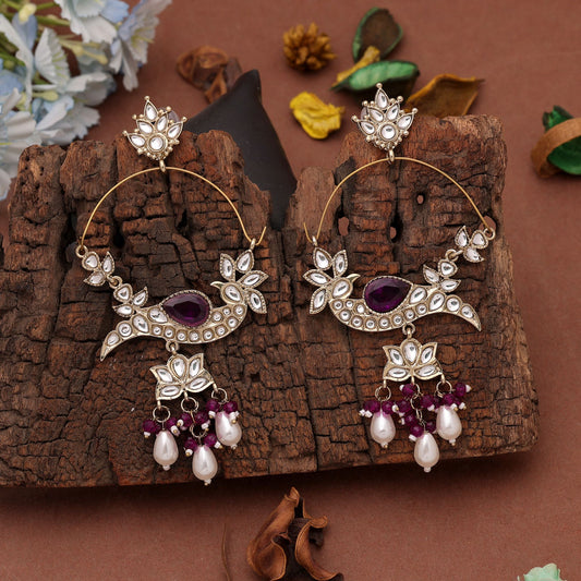 Traditional Purple Color Drop Earrings Featuring Stylish Ethnic Designer Jewelry Collection