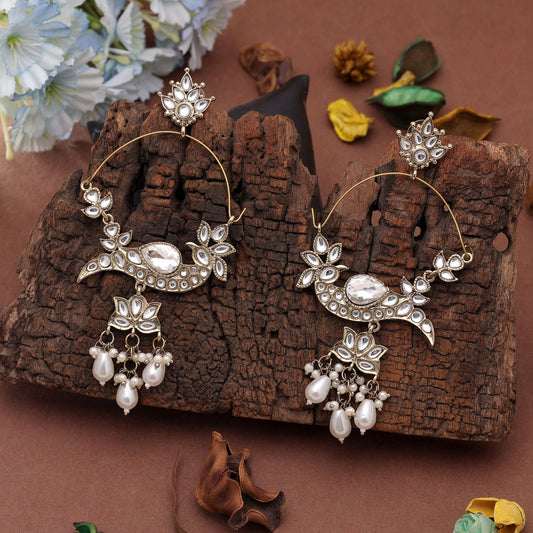 Traditional White Color Drop Earrings with Premium Handmade Traditional Fashion Design