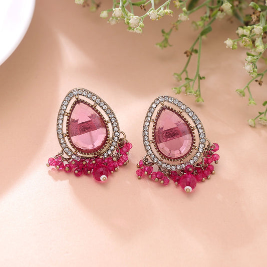 Pink Color Kundan Earrings with Beautiful Festive Jewelry Fashion Appeal