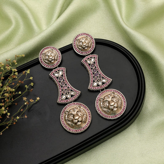 Soft Light Pink Color Kundan Drop Earrings For Delicate Ethnic Dress
