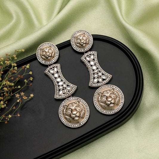 Classic Pure White Color Kundan Drop Earrings For Traditional Women Wear
