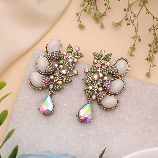 Refreshing Mint Light Green Color Kundan Jhumka Earrings For Spring Weddings
