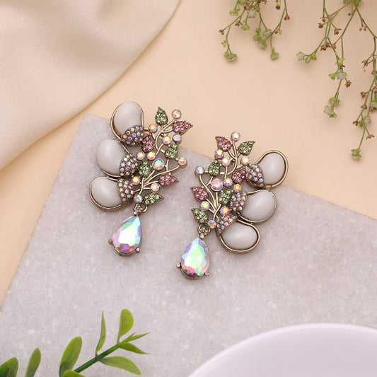 Pastel Light Pink Light Green Color Kundan Earrings For Festive Function