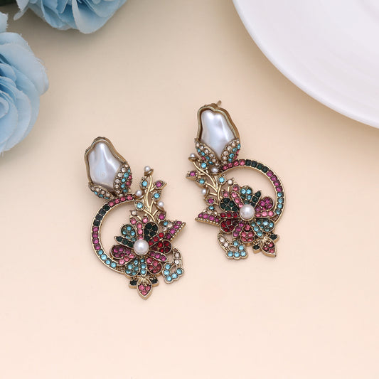 Vibrant Gemstone Multi Color Turkish Kundan Earrings Designed Specially For Parties