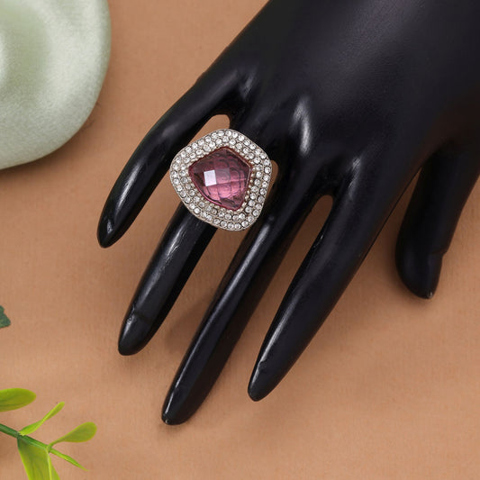Purple Color Stone Ring with Elegant Sparkling Designer Fashion Statement Look