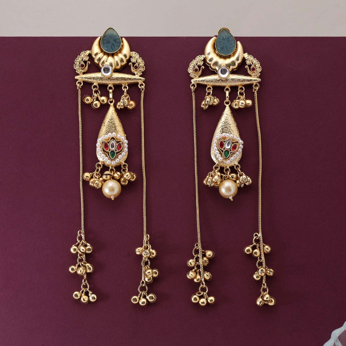 Sky Blue Color Handcrafted Stylish Long Kashmiri Earrings For Festive Occasions