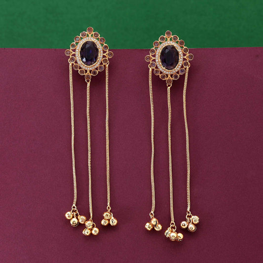 Purple Color Beautifully Crafted Long Kasmiri Earrings For Women’S Ethnic Fashion