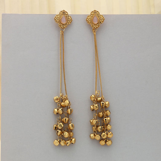 Pink Color Long Kasmiri Earrings Elegant Feminine Jewelry With Traditional Touch