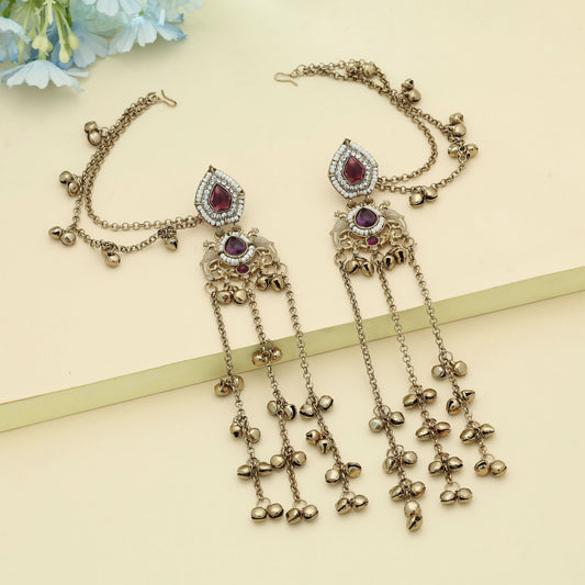 Purple Color Long Kasmiri Earrings Elegant Festive Wear Jewelry