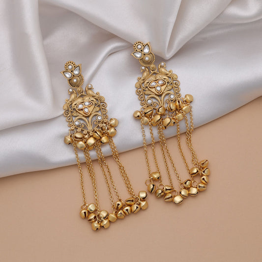 Königlich goldfarbene, lange Kaschmir-Ohrringe für die elegante Hochzeitsfeier-Kollektion