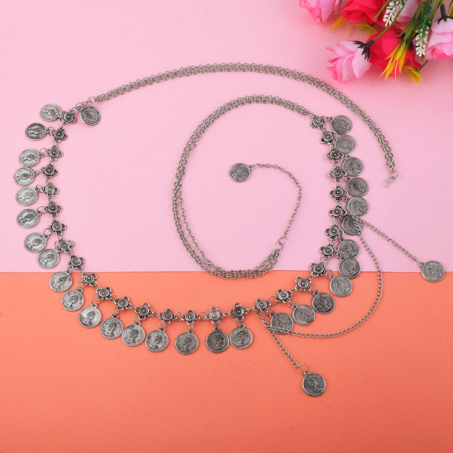 Classic Silver Color Oxidised Kamarband For Sarees And Traditional Wear