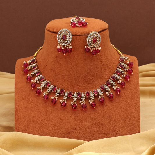 Regal Rani Color Kundan Halsketten-Set, ideal für Braut- und Partykleidung