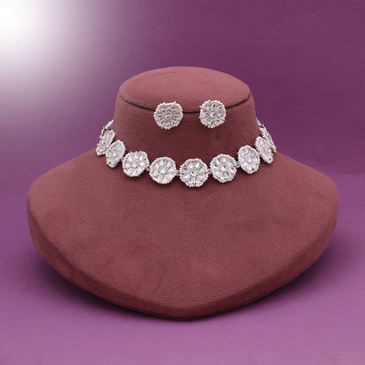 White Color Traditional Royal Bridal Kundan Necklace Set With Elegant Ethnic Stone Work