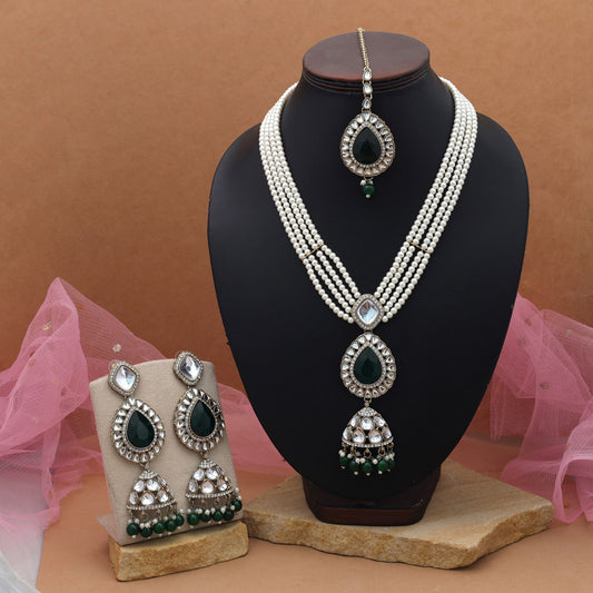 Premium Grün Kundan Halsketten-Set Hochzeitsbereite Kollektion