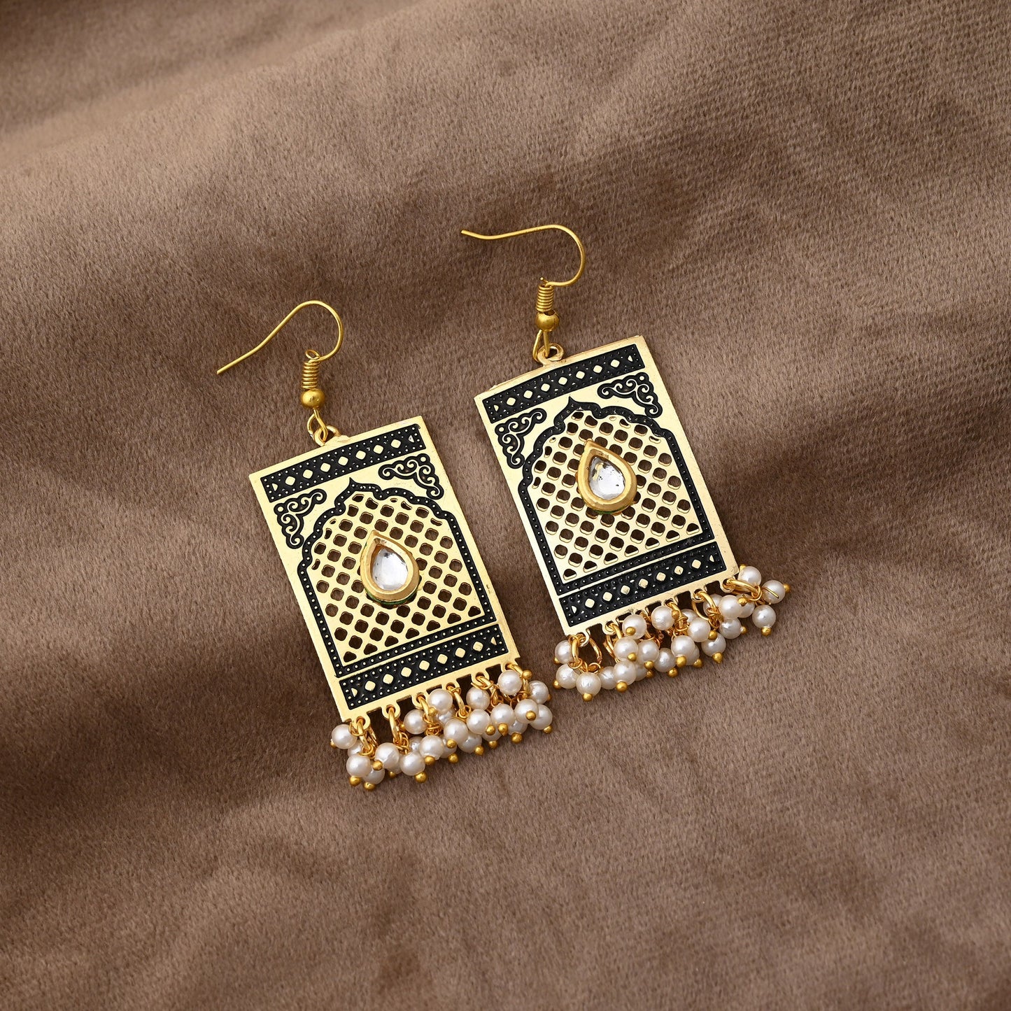 Unique Black Color Meenakari Earrings With Exquisite Detailing For Traditional Fashion Lovers