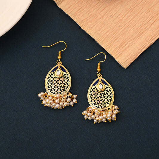 Stylish Blue Color Meenakari Earrings Crafted For Party Wear And Cultural Celebrations