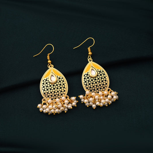 Beautiful Yellow Color Meenakari Earrings Designed For Women’S Ethnic And Festive Jewelry