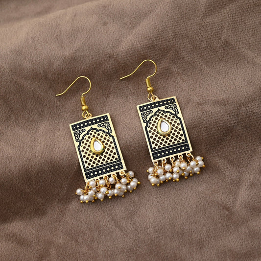 Gorgeous Black Color Meenakari Earrings Designed For Women’S Wedding And Festive Jewelry