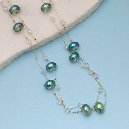 Crystal Green Color Beaded Mala with Premium Designer Traditional Look