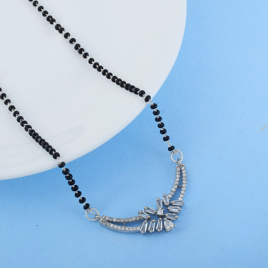 Silver Color American Diamond Mangalsutra For Daily And Party Wear