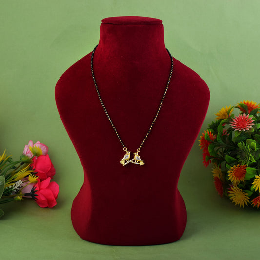 Gold Color American Diamond Mangalsutra Featuring Classic Paisley-Inspired Design
