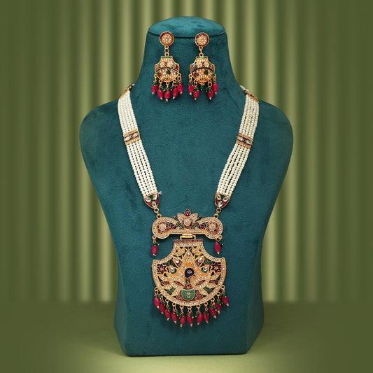 Elegant Multi Color Rajputi Jewellery Rani Haar With Traditional Royal Bridal Design