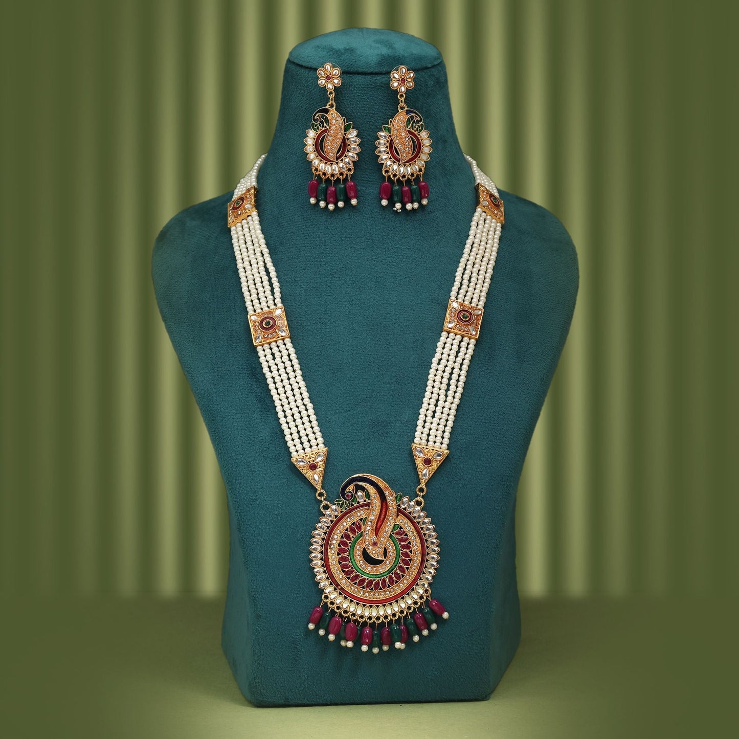 Stylish Multi Color Rajputi Jewellery Rani Haar Crafted For Brides And Cultural Celebrations