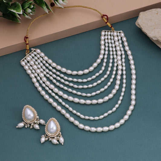 Beautiful White Color Puwai Necklace Set Perfect For Ethnic Party Outfits