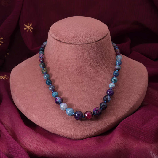 Blue Color Stylish Antique Finish Pearl Necklace For Party And Festival Look