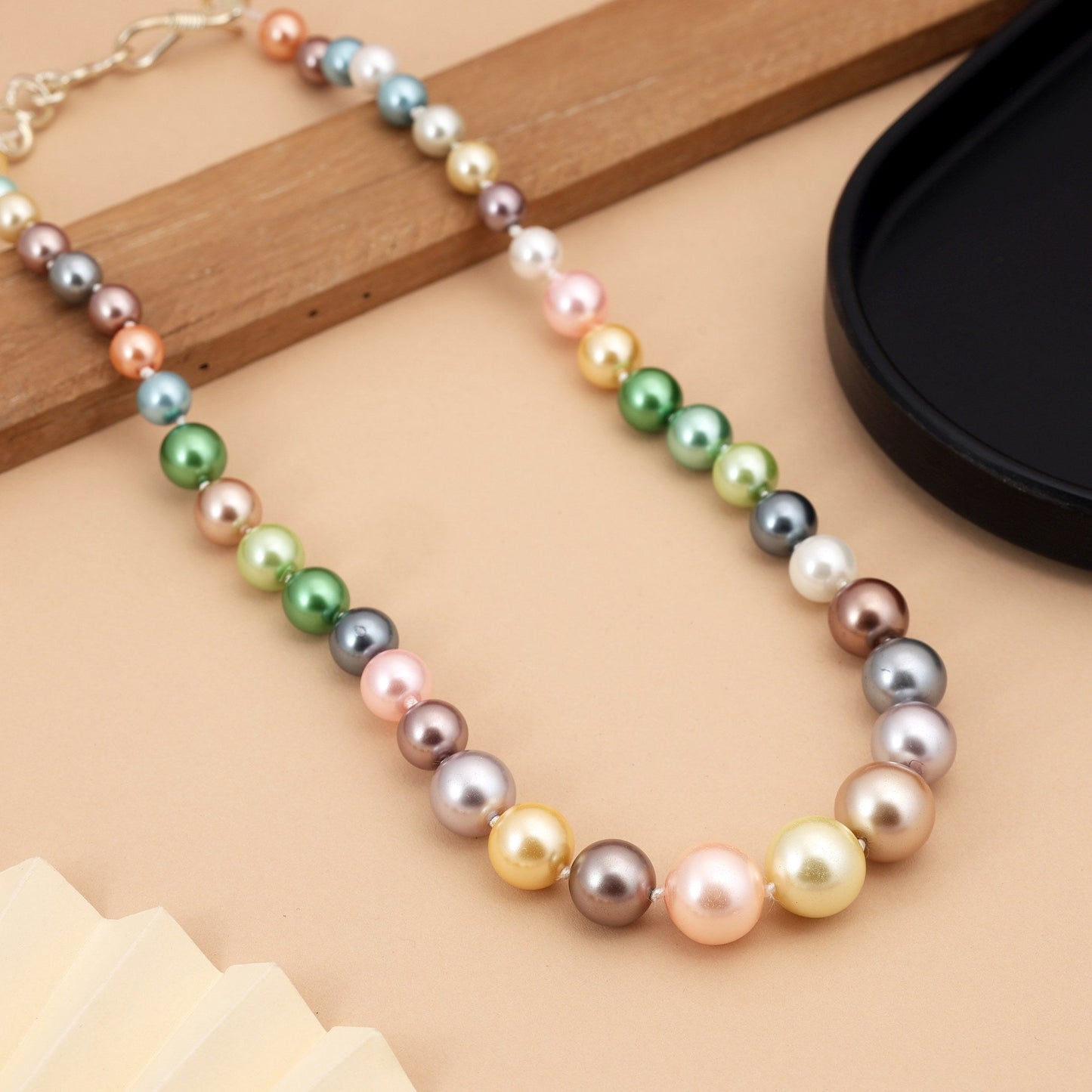Multi Color Stone Studded Pearl Necklace For Weddings And Cultural Celebrations