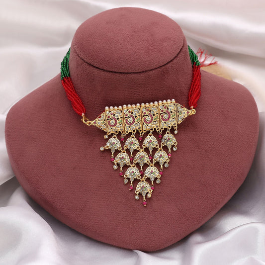 Multi Color Choker Rajputi Jewellery Rani Haar Showcasing Bold Ethnic Statement Design
