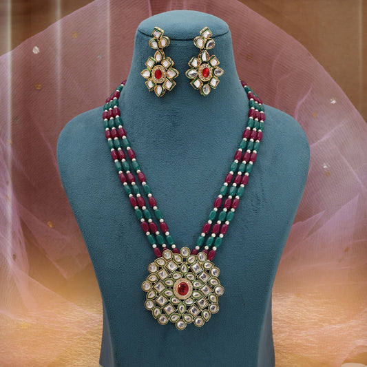 Rani & Green Color Rajputi Jewellery Rani Haar With Bridal Elegance