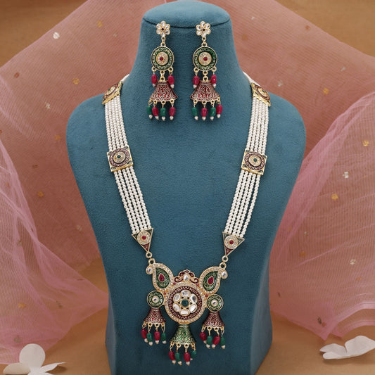 Multi Color Rajputi Jewellery Rani Haar Crafted For Royal Looks