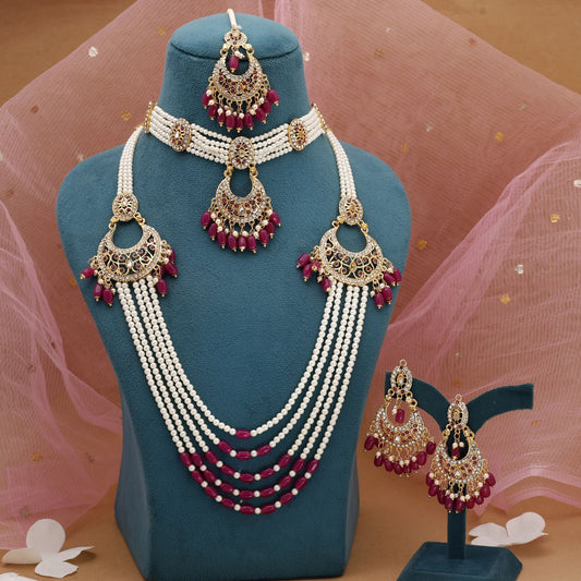 Rani Color Rajputi Jewellery Rani Haar With Classic Royal Statement