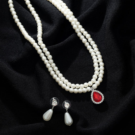 Halskette Set mit roten Steinen, königliches, traditionelles Statement-Schmuckdesign