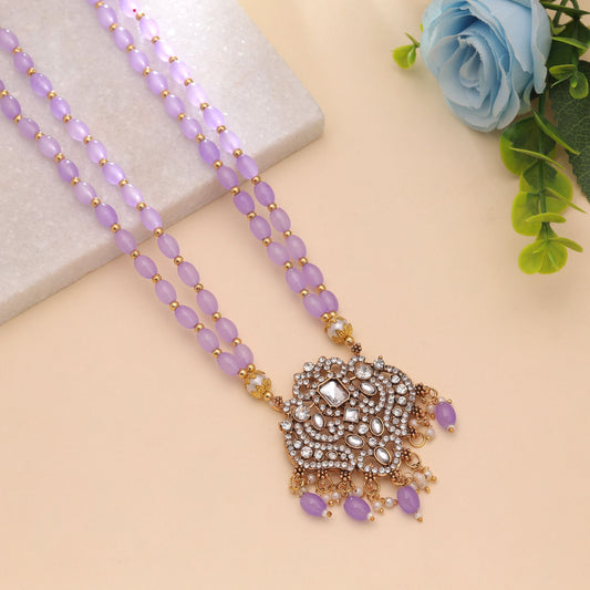Light Purple Color Stone Necklace with Stylish Contemporary Stone Design
