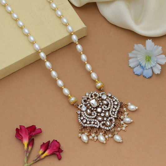 Classic White Color Stone Necklace Elegant Wedding Jewelry Collection For Women