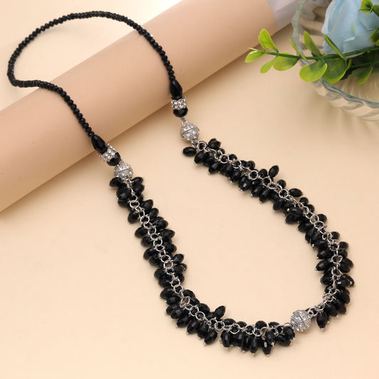 Black Color Beaded Necklace Featuring Classic Stylish Handmade Look