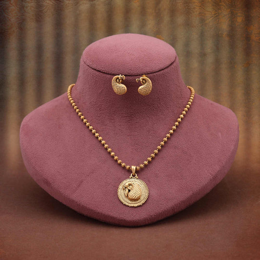 Handcrafted Gold Color Matte Gold Necklace Set Ideal For Bridal Jewelry Collection