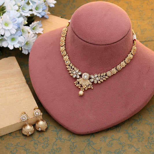 Goldfarbenes mattgoldenes Halsketten-Set – ideal für Hochzeiten und festliche Anlässe