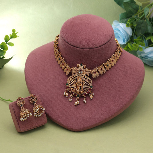 Rani & Green Color Temple Necklace Set with Elegant Heritage Jewelry Look