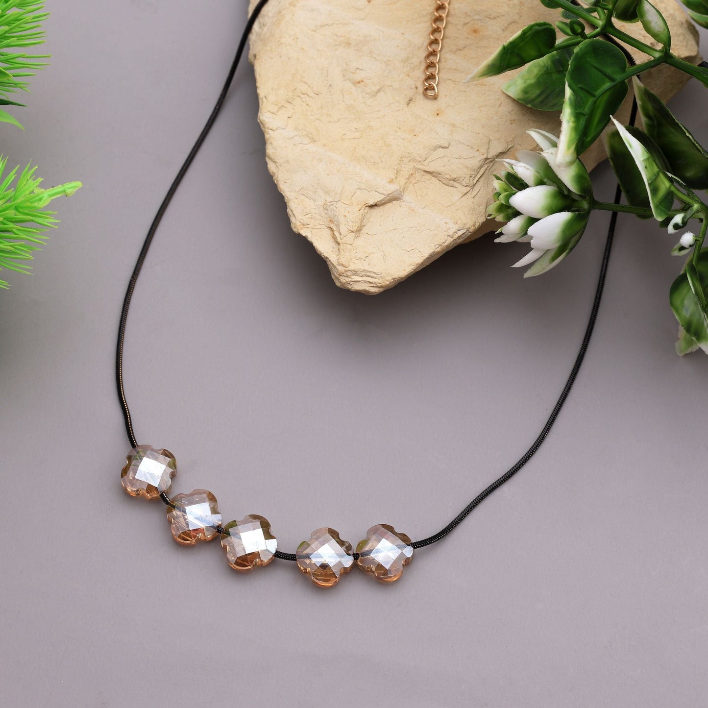 Modern Brown Color Fashion Necklace With Layered Chain Design For Elegant Looks