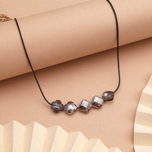 Stylish Grey Color Fashion Necklace With Polished Finish For Office Wear